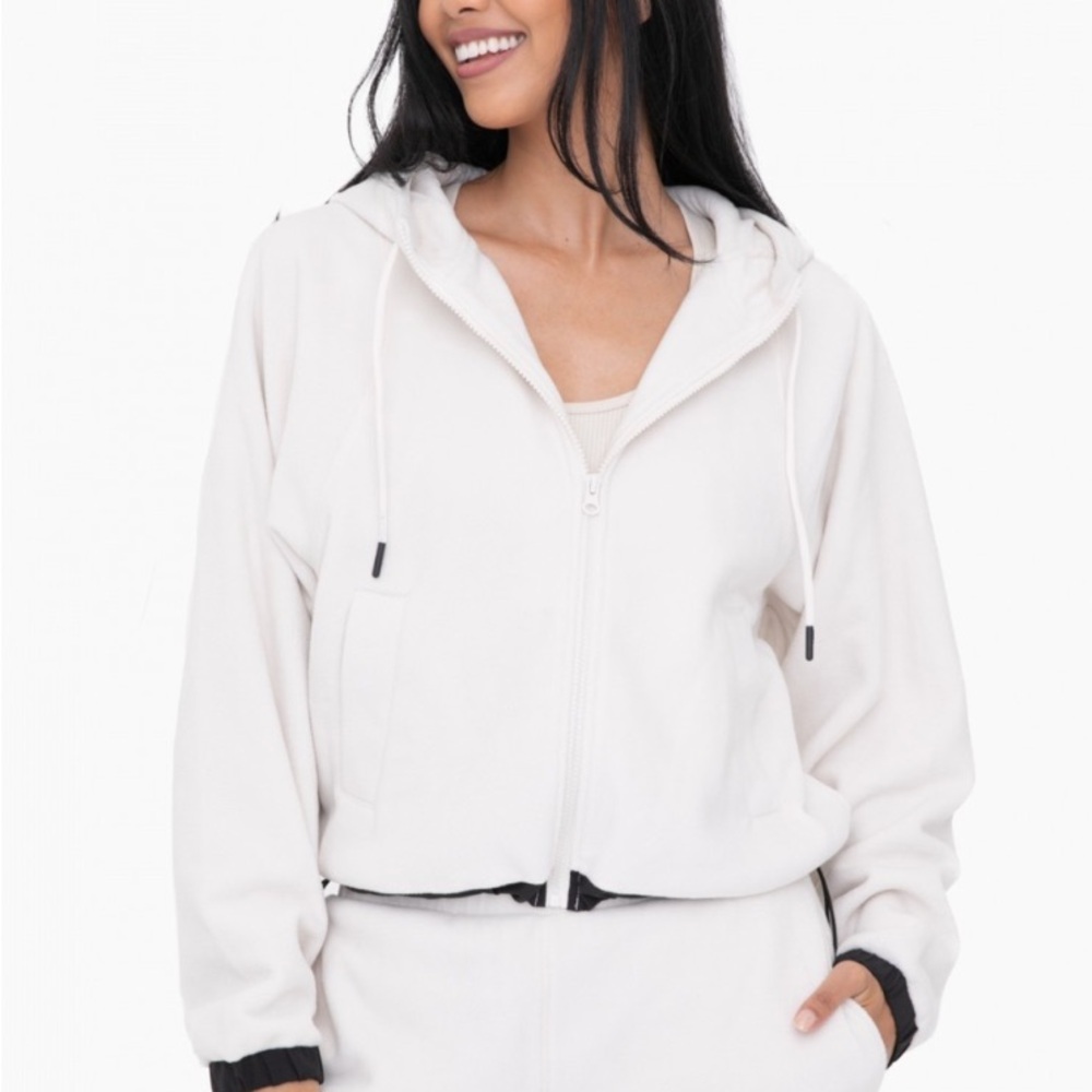Mono B Cream Zip-Up Hoodie